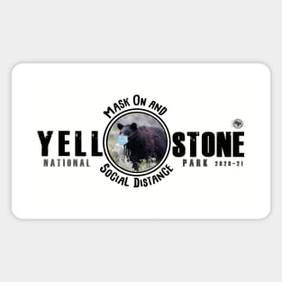 Yellowstone Black Bear Mask On & Social Distance Magnet